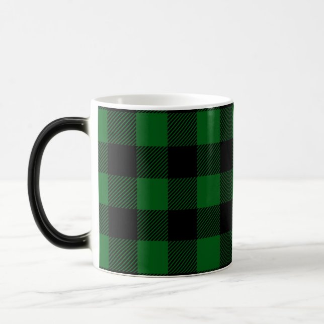 Mug Magic Buffalo Plaid Green Black Coffee (Gauche)