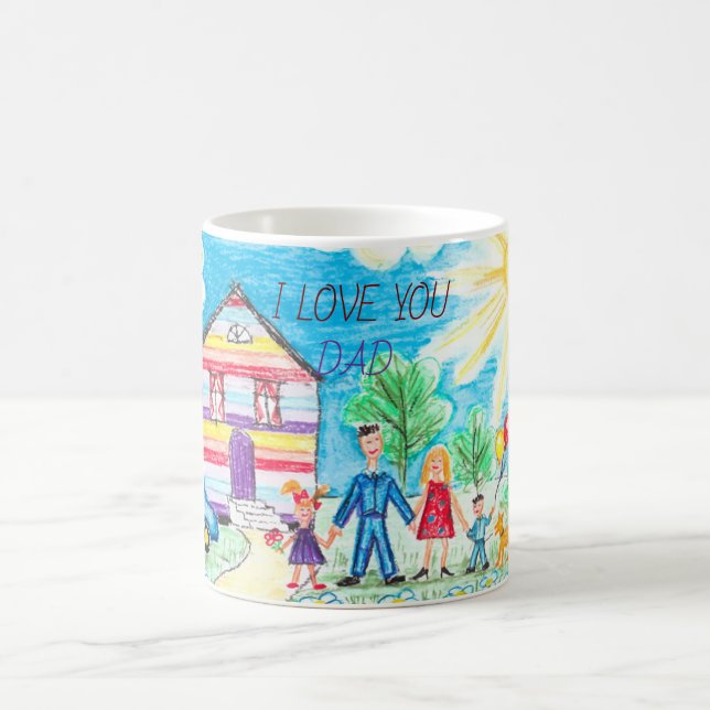 Mug Magic Cadeau de mémoire de famille de dessin d'enfant pe (Centre)