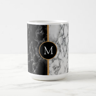 Mug Magic Cadeau personnalisé en marbre noir blanc en pierre
