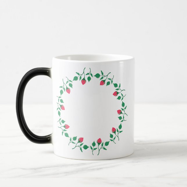 Mug Magic Cadre rond fleuri avec fleurs roses (Gauche)
