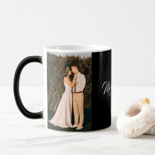 Mug Magic Calligraphie noire moderne Mr & Mrs Couple Photo