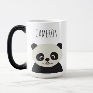 Mug Magic Caricature de panda Cute personnalisée en noir et