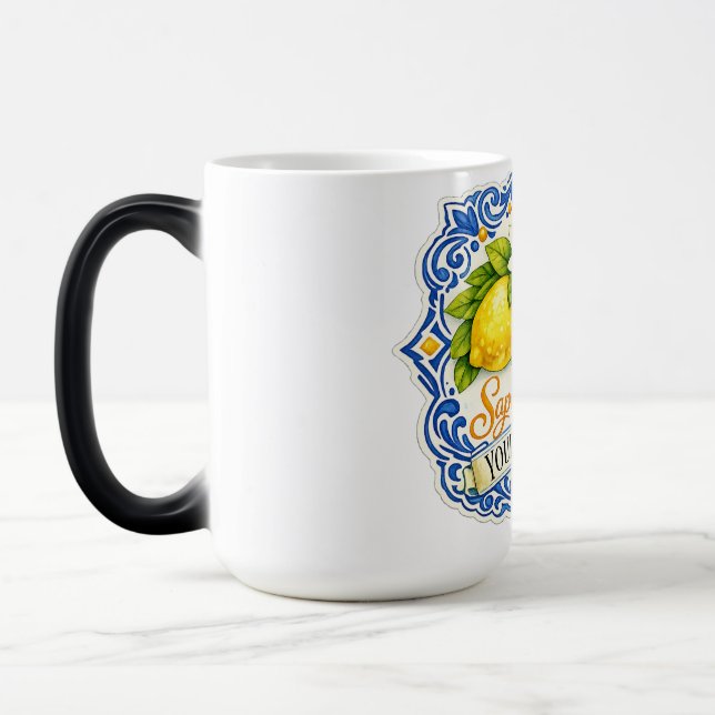 Mug Magic Carreau Méditerranéen Citron – Art à l'aquarelle a (Gauche)