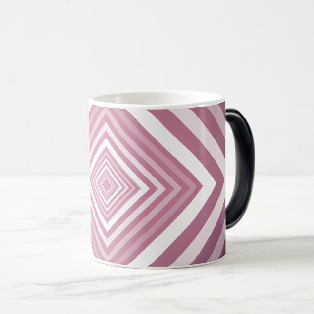 Mug Magic Carrés modernes de la Gradation rose et blanc (Devant droit)
