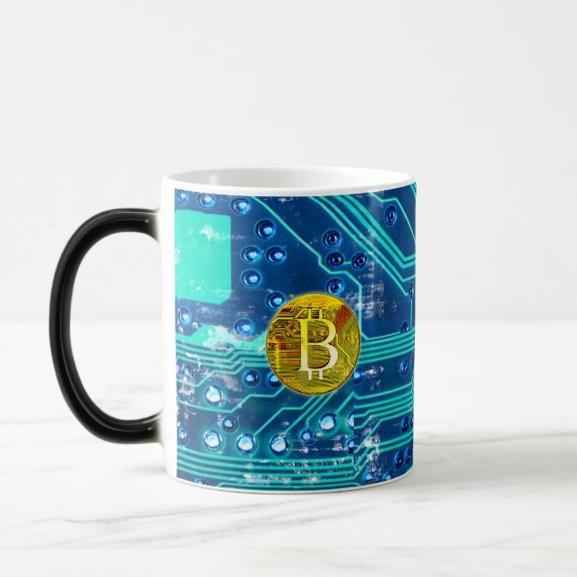 Mug Magic Carte Bitcoin Cryptomonnaie et circuit (Gauche)