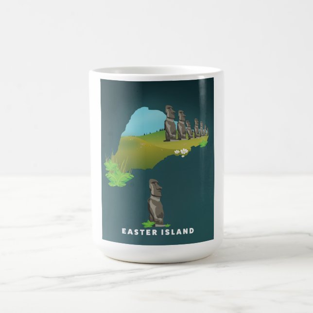 Mug Magic Carte illustrée de l'île de Pâques affiche de voya (Centre)