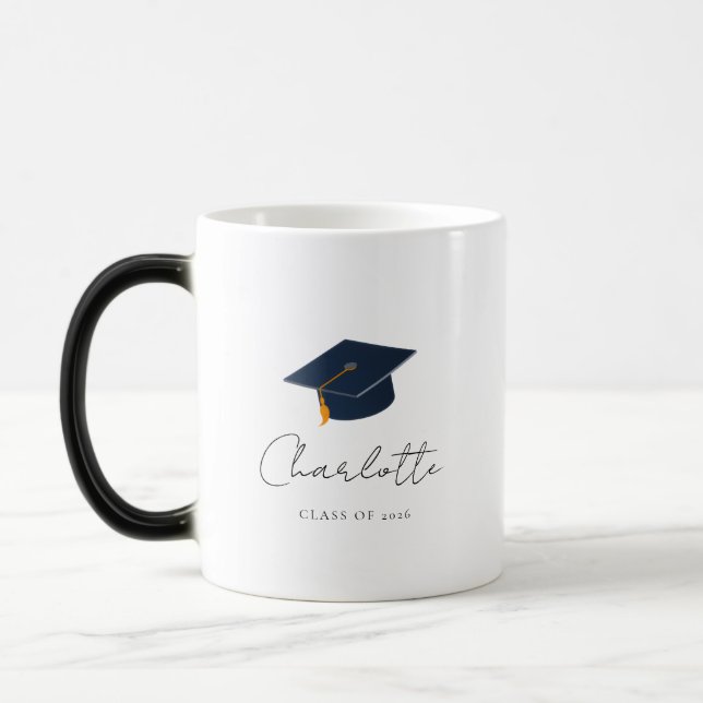 Mug Magic Casquette de remise des diplômes élégante & nom pe (Gauche)