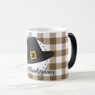 Mug Magic Casquette pèlerin noir sur plan Brown - Thanksgivi