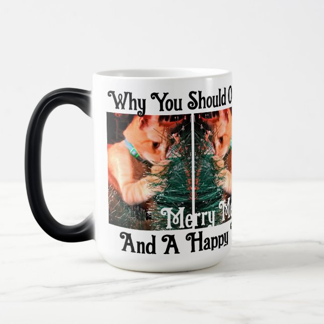 Mug Magic Cat Christmas Photo text customize (Gauche)