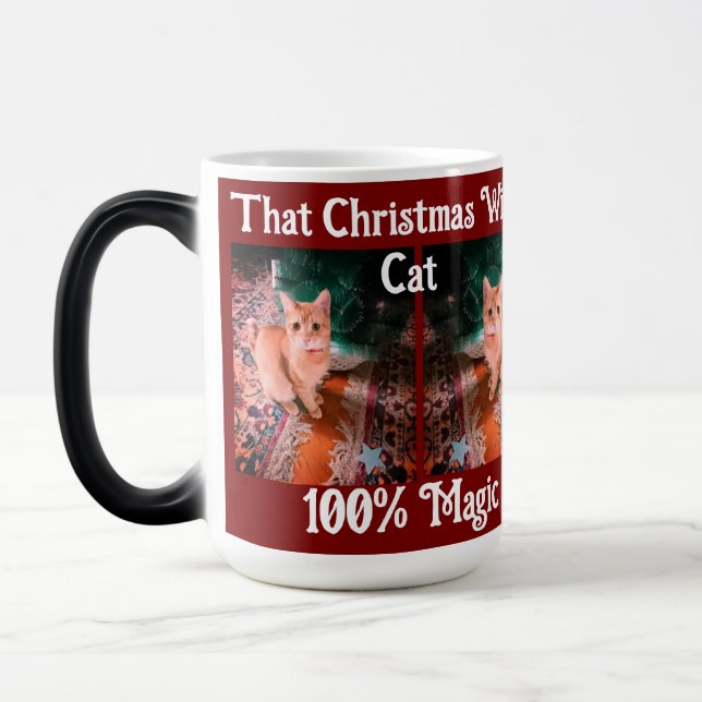 Mug Magic Ce Noël avec chat  Texte de photo personnalisable (Gauche)