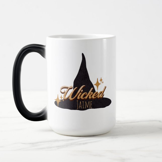 Mug Magic Chapeau de sorcière rétro avec nom méchant     (Gauche)