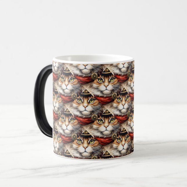 Mug Magic Chat avec bandana rouge Bande de vapeur (Devant gauche)