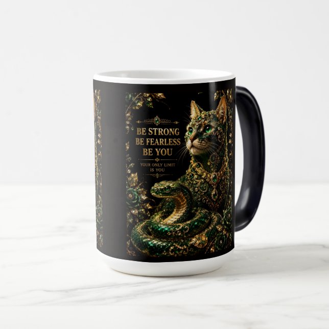 Mug Magic Chat Doré Yeux Verts Élégant Art (Devant droit)