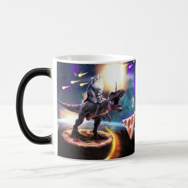Mug Magic Chat équitation dinosaure licorne dans l'espace (Gauche)