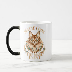 Mug Magic Chat Maine Coon Art Déco aux tons chauds de terre