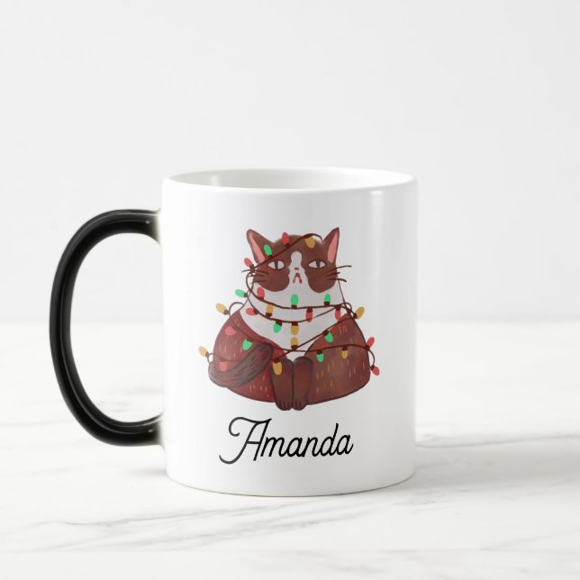Mug Magic Chat mignon avec mule magique légère de noël (Gauche)
