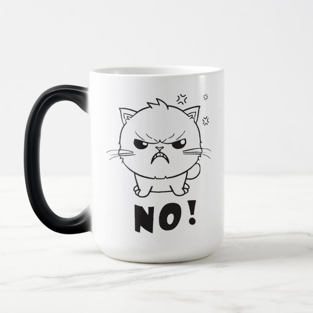 Mug Magic Chat mignon en colère en train de baiser Non. (Gauche)