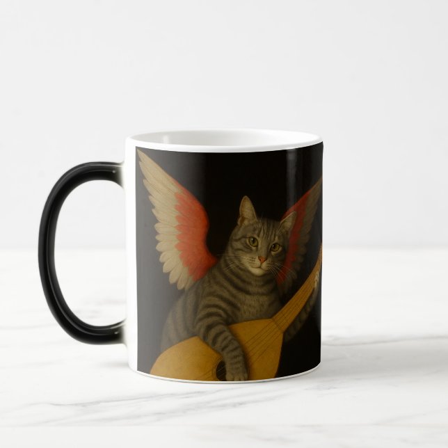 Mug Magic Chat musicien ailé jouant du luth Art (Gauche)