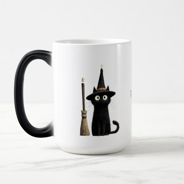 Mug Magic Chat noir fantaisiste Joyeux Halloween (Gauche)