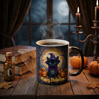 Mug Magic Chat noir Whimsigoth Rune Algiz Magie Halloween