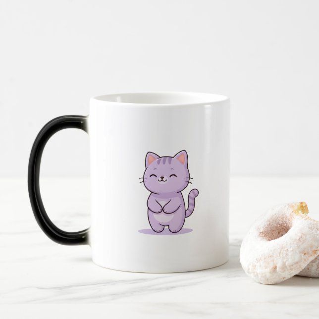 Mug Magic Chat Relaxé Personnage de Dessin Animé Mignon (Avec donut)