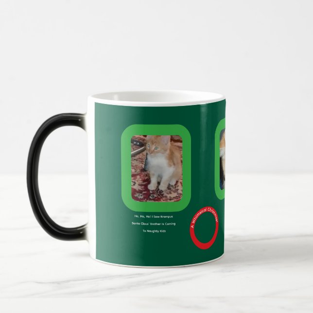 Mug Magic Chat roux de Noël fantaisiste  (Gauche)