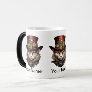 Mug Magic Chat Steampunk avec haut-de-forme rouge