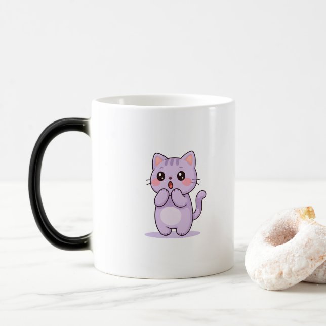 Mug Magic Chat Surpris Personnage de Dessin Animé Mignon (Avec donut)