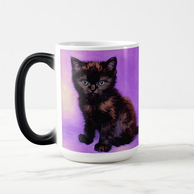 Mug Magic Chat Violet de Style Van Gogh (Gauche)