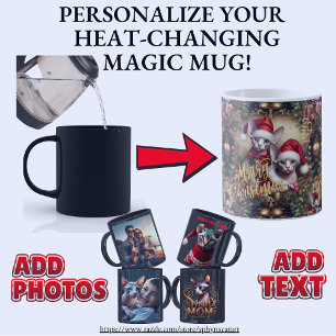 Mug Magic Chats Sphynx Couleur personnalisée Changer Noël