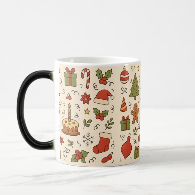 Mug Magic Cheerful Christmas Doodle Pattern (Gauche)
