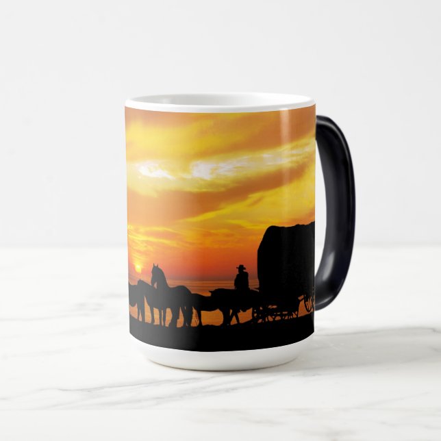 Mug Magic Cheval Bovins Coucher de soleil Cowboy Silhouette  (Devant droit)