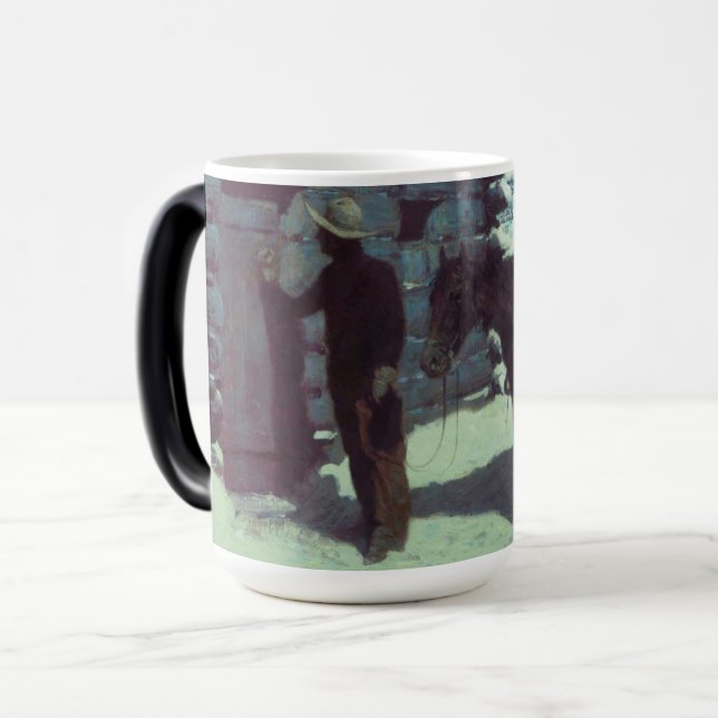 Mug Magic Cheval et Cowboy neige hivernale (Devant gauche)