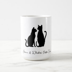 Mug Magic Chic Chat Silhouette Nom personnalisé Noir & Blanc