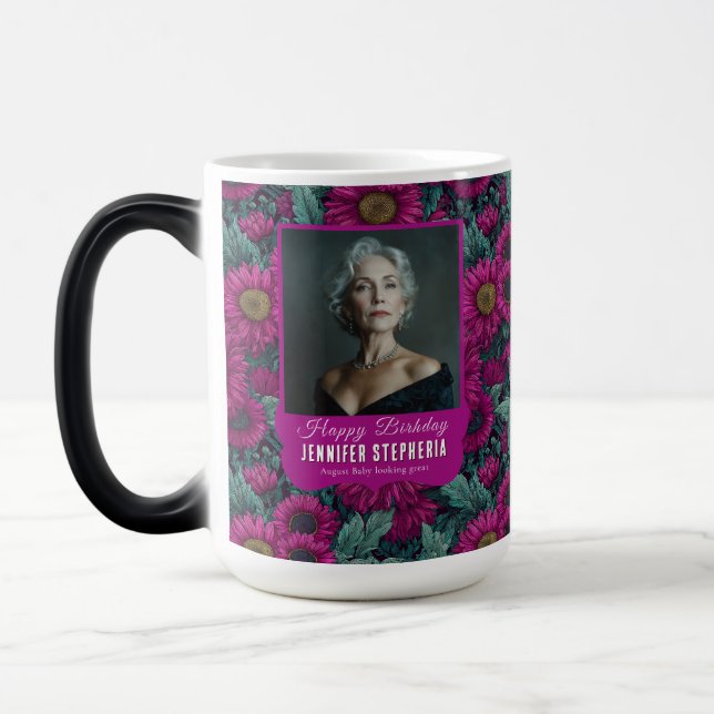 Mug Magic Chic Daisy 40e Anniversaire Personnalisé Violet (Gauche)