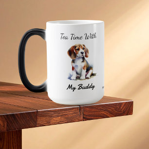Mug Magic Chiots Beagle Aquarelle Brun Personnaliser