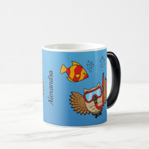 Mug Magic Chouette avec masque tuba et poisson tropical   Aj