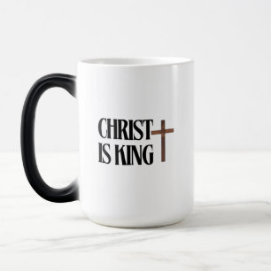 Mug Magic Christ est Roi Texte Noir et Croix en Bois Marro