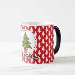Mug Magic Christmas Tree on Red Pines Pattern - Merry Xmas
