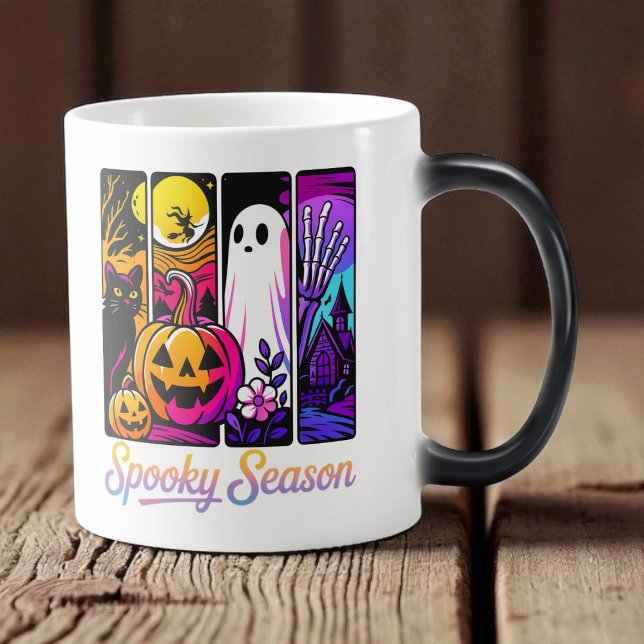 Mug Magic Citrouille d'Halloween Fantôme Pop Art Rétro Noir (Créateur téléchargé)