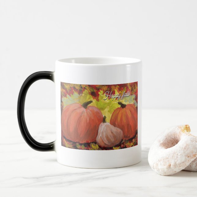 Mug Magic Citrouilles de Thanksgiving #1 Automne Feuilles d' (Avec donut)