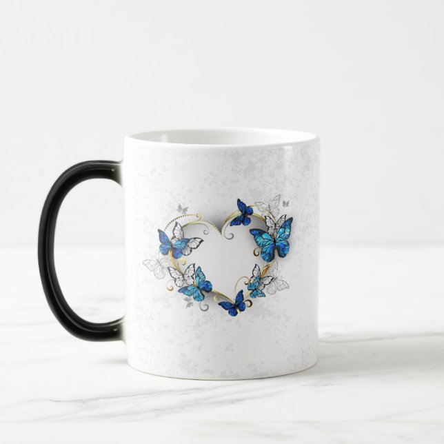 Mug Magic Coeur bijoux avec papillons Morpho (Gauche)