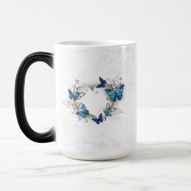 Mug Magic Coeur bijoux avec papillons Morpho (Gauche)