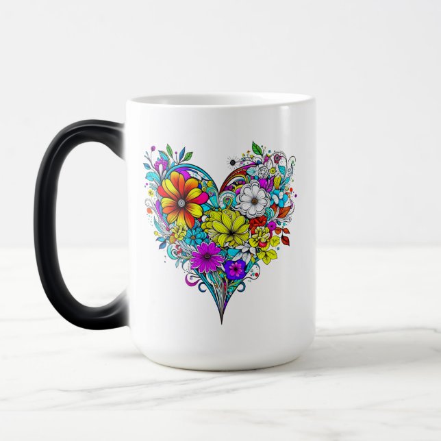 Mug Magic Coeur floral personnalisé (Gauche)