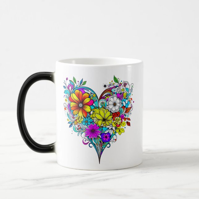 Mug Magic Coeur floral personnalisé (Gauche)