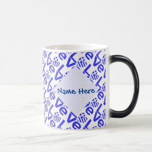 Mug Magic Cœur grec bleu AMOUR Personnalisé en carrelage 