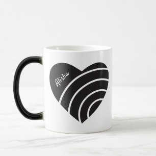 Mug Magic Coeur noir mignon avec anneaux Monogramme
