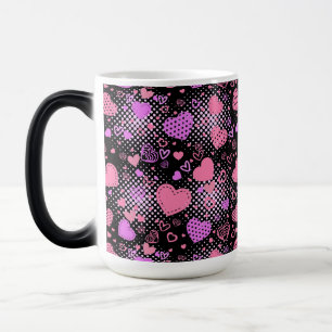 Mug Magic Coeurs roses Motif 01 Black BG