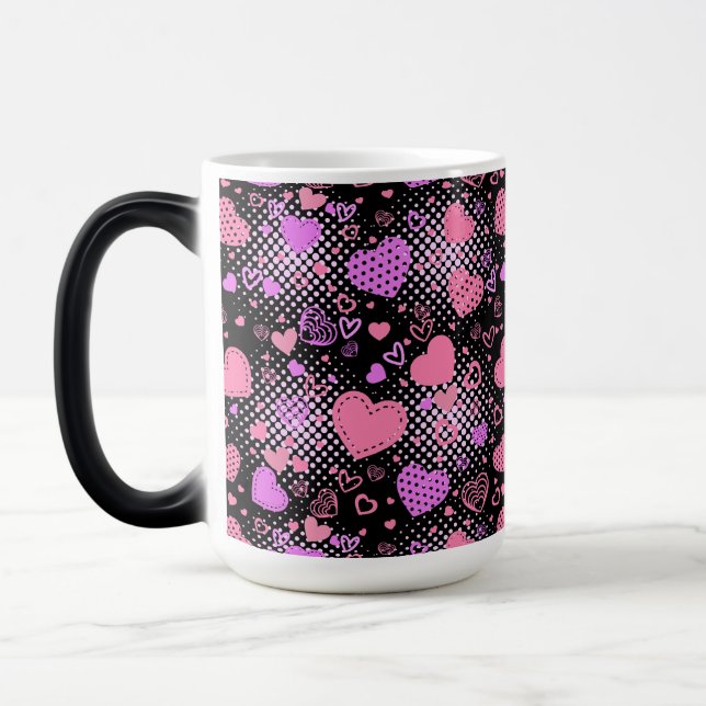 Mug Magic Coeurs roses Motif 01 Black BG (Gauche)