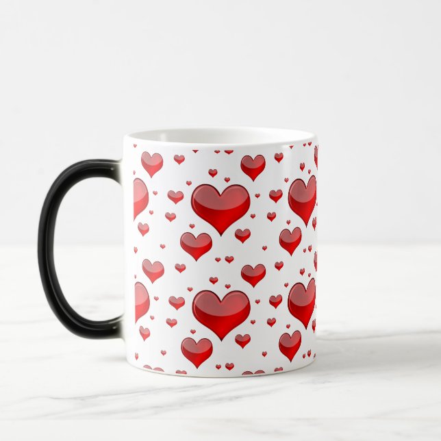 Mug Magic Coeurs rouges tombants (Vous Choisissez Couleur Ar (Gauche)